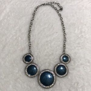 | NWOT Deep Blue Disks Necklace With Rhinestones…